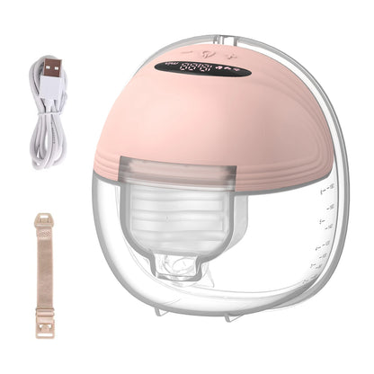 Hands Free Breast Pump in Pink, Portable Wearable Electric Milk Collector with Charging Cable and Bra Adjustment Buckle, Single or Double Options