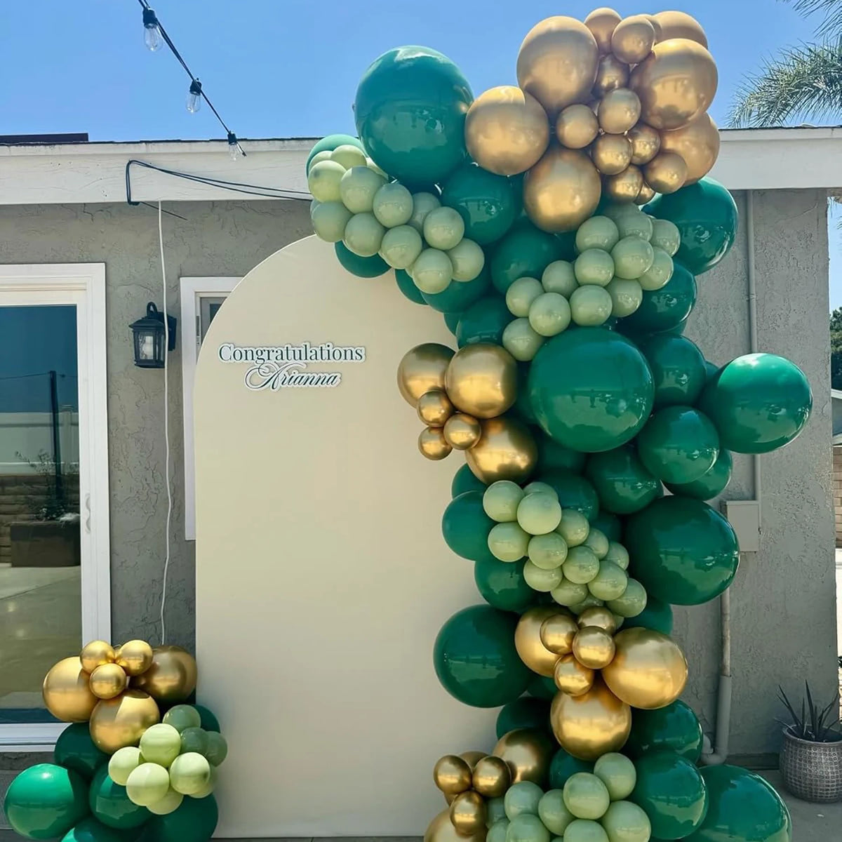 Green and Gold Balloon Garland Kit, 99-Piece Balloon Arch Decorations for Baby Showers, Gender Reveals, Birthdays, Weddings and Engagement Parties