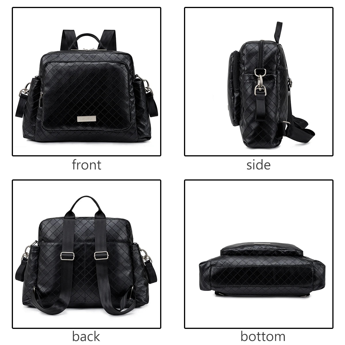 Diaper Bag Backpack with Wide Front Zip Pocket, SOBOBA Baby Essentials Organizer with Side Pockets and Top Handle, 34 x 32 x 12 cm