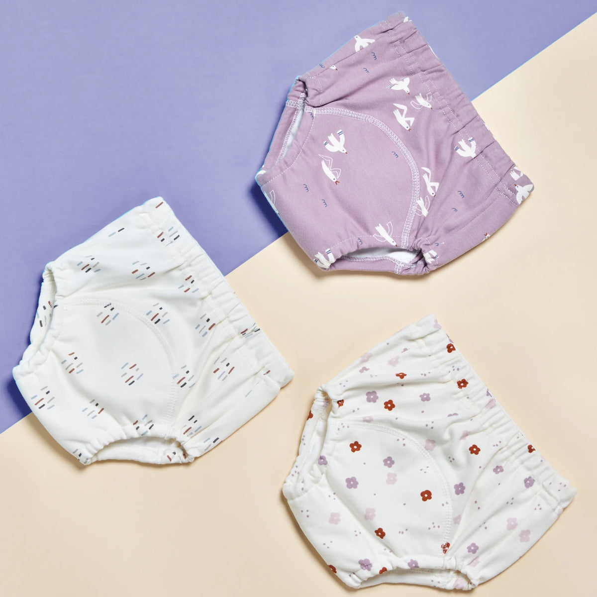 6-Layer Cotton Training Pants, 3-Pack Reusable Toddler Potty Underwear with Elastic Waist and Printed Designs in 90 cm and 100 cm Size Options