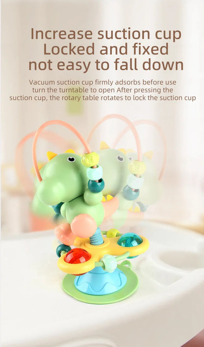 Animal Suction Activity Toy with Colorful Beads and Rattle Rings, Cartoon Tabletop Play Accessory for Supervised Reaching and Hands-On Exploration