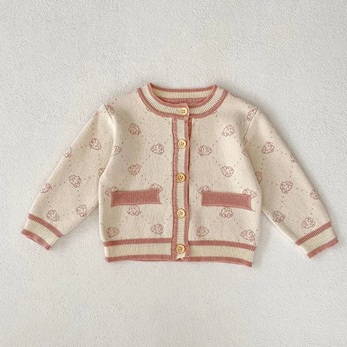 Baby Girl Knit Cardigan Sweaters with Long Sleeves, Korean-Style Infant and Toddler Layering Coats in Multiple Designs, Sizes 3M to 3T