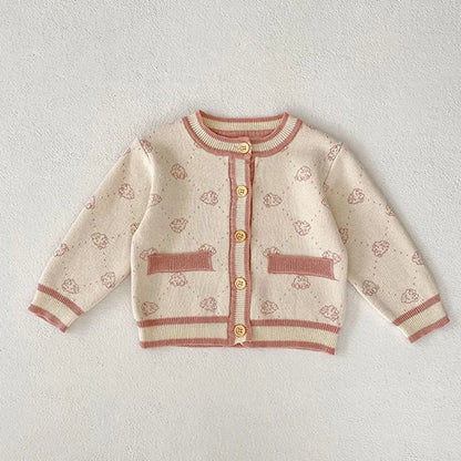 Baby Girl Knit Cardigan Sweaters with Long Sleeves, Korean-Style Infant and Toddler Layering Coats in Multiple Designs, Sizes 3M to 3T