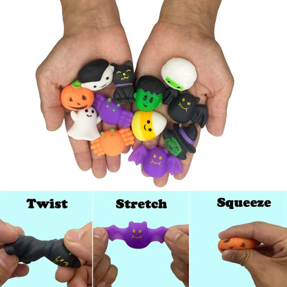 Halloween Mochi Squishy Toys, Random Assorted Squeeze Fidget Packs of 12, 24 or 36 for Party Favors, Goodie Bags and Seasonal Gift Giving