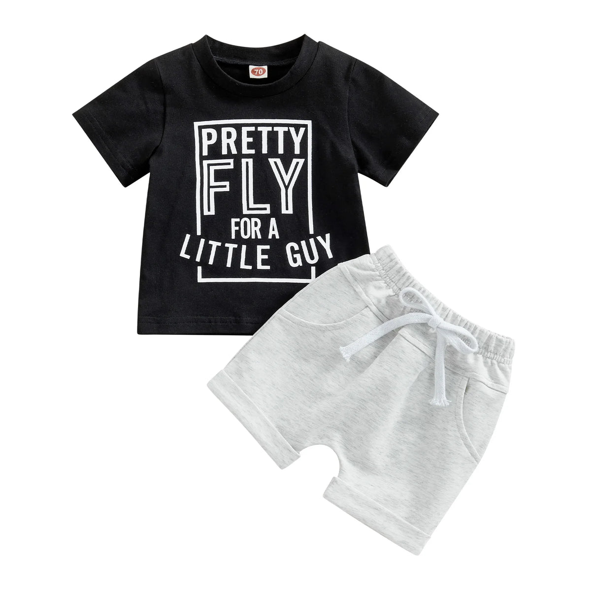 Baby Boys Graphic Shorts Set with Pretty Fly for a Little Guy T-Shirt and Elastic Waist Shorts, Cotton Blend Summer Outfit, Sizes 6M-3T
