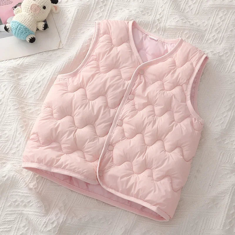 Quilted Toddler Vest with Snap-Front Closure, Solid Color Sleeveless Waistcoat for Boys and Girls in Sizes 2T–6T for Fall and Winter Layering