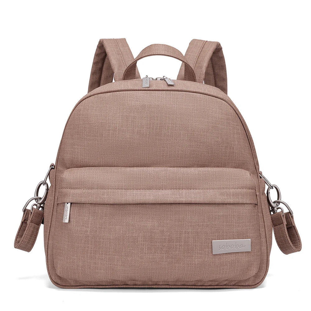 Parent Diaper Backpack by Soboba with Front Zip Pocket and Top Carry Handle, Solid-Color Baby Changing Bag for Newborn Supplies and Daily Outings