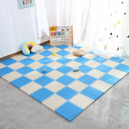 Foam Gym Flooring Tiles with Interlocking Puzzle Edges, Textured EVA 30 cm Floor Mats for Home Workouts and Supervised Playroom Activities