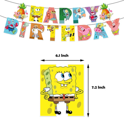 SpongeBob Birthday Party Supplies with Patrick Star, Disposable Plates, Cups, Balloons and Decoration Options for Kids Celebrations