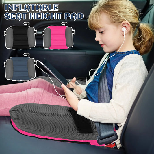 Portable Inflatable Kids Chair Cushion with PVC and Mesh Construction, Black Red or Blue Travel Seat Pad for Supervised Non-Vehicle Seating
