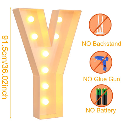 Giant Marquee Letter Frame Box, 91.5cm LED Light-Style Alphabet Display for DIY Names, Baby Showers, First Birthdays and Wedding Party Decor