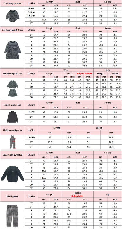 Forest Print Sibling Matching Outfits with Girls Cotton Smocked Dress Options, Boys Embroidered Knit Sweaters and Plaid Pants for Family Photos
