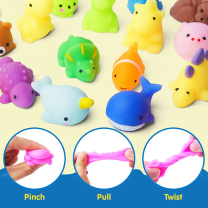 Bulk Mochi Squishy Toys, Joyfy 100-Piece Mini Animal and Fruit Fidget Set for Birthday Party Favors, Classroom Prizes and Goodie Bag Fillers