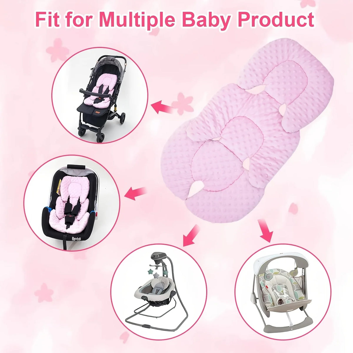 Stroller Seat Pad in Polyester-Cotton, Padded Baby Cushion with Double-Sided Options, 60 x 36 cm Liner for Compatible Strollers