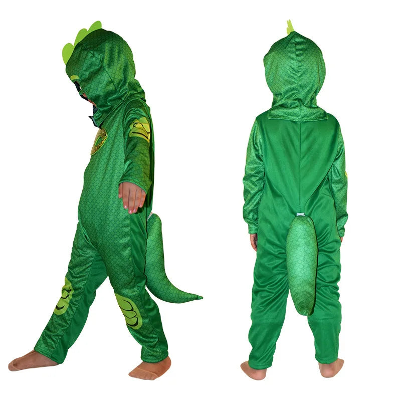 Kids Superhero Jumpsuit Costume with Mask, Blue Red or Green Cartoon Dress-Up Outfit for Halloween, Birthday Parties and Pretend Play