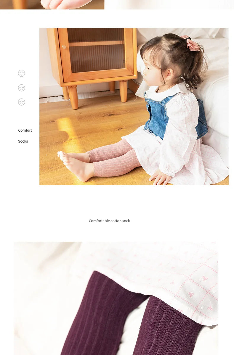 Ribbed Footless Leggings for Babies and Toddler Girls, Solid Color Knit Bottoms in Six Colors and Four Size Groups for Everyday Outfit Layering