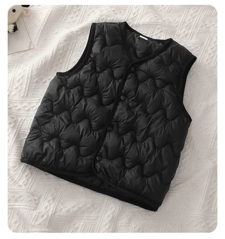 Quilted Toddler Vest with Snap-Front Closure, Solid Color Sleeveless Waistcoat for Boys and Girls in Sizes 2T–6T for Fall and Winter Layering