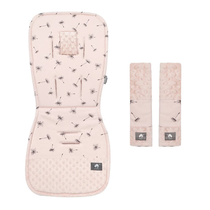 Stroller Liner and Harness Cover Set, Soft Printed Seat Cushion with Matching Strap Pads and Textured Panels in Five Decorative Print Options