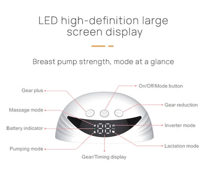 HOMEFISH Wearable Breast Pump MY-375 White 2-Piece Set with 4 Modes, 12 Adjustable Levels, 1200mAh Rechargeable Battery and Type-C Charging
