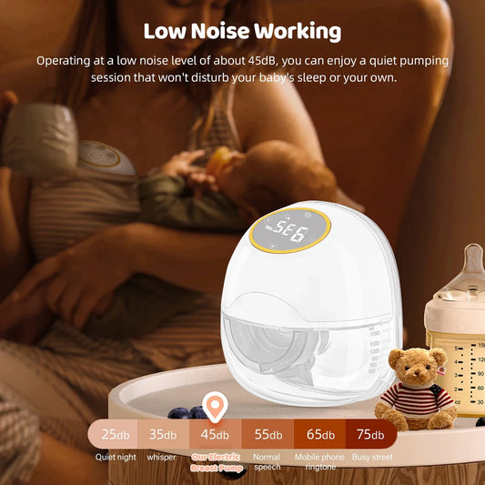 Electric Wearable Breast Pump with LED Screen, 3 Modes and 9 Suction Levels, Hands-Free Portable Milk Expression for Nursing Moms