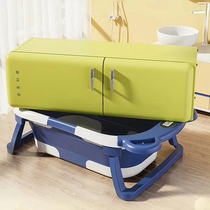 Travel Baby Bathtub with Thermometer and Soft Floating Cushion, Collapsible PP and TPE Bath Tub with Drain Plug for Supervised Infant and Toddler Bathing