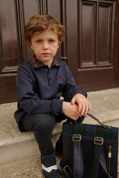 Kids Matching Varsity Outfits, Navy Embroidered Tops, Denim Skirts and Dresses for Babies, Boys and Girls, Sibling Photos and Fall Layering