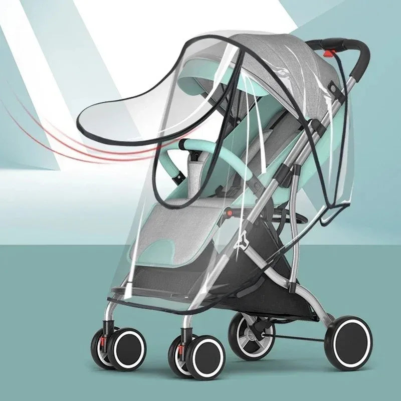 Transparent Stroller Rain Cover with PVC or Zippered EVA Options, Clear Pram Weather Shield with Ventilation Holes for Rainy-Day Family Outings