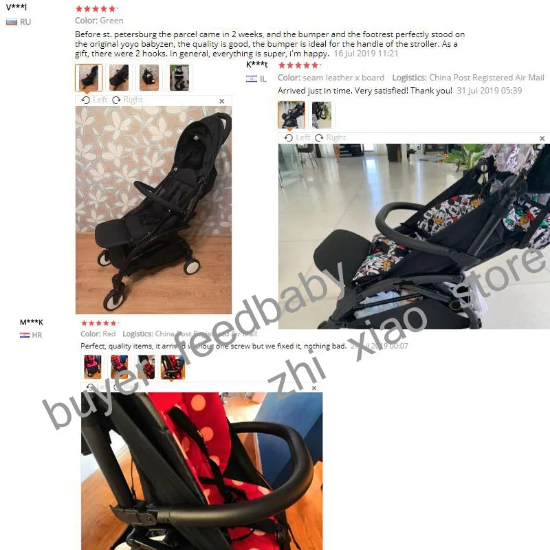 Stroller Armrest and Footrest Set by MomTan, 21 x 32 cm Footboard with PU Leather or EVA Bumper Bar for Compatible YOYO, YOYO2 and YOYO3 Frames