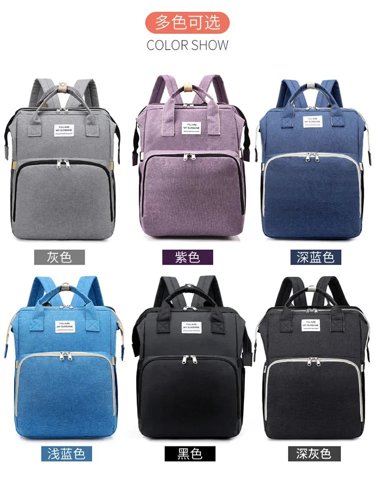 Diaper Bag Backpack with Fold-Out Changing Station, Large Capacity Baby Essentials Organizer with Bottle Pockets and Changing Mat for Parents