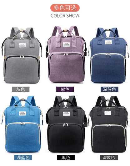Diaper Bag Backpack with Fold-Out Changing Station, Large Capacity Baby Essentials Organizer with Bottle Pockets and Changing Mat for Parents
