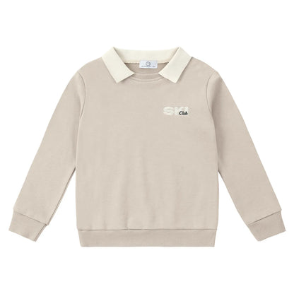 Kids Ski Graphic Cotton Outfits in Ecru, Hunter Green and Acid Wash Grey, Coordinating Sweatshirts, Dresses and Baby Sets for Sibling Matching Looks