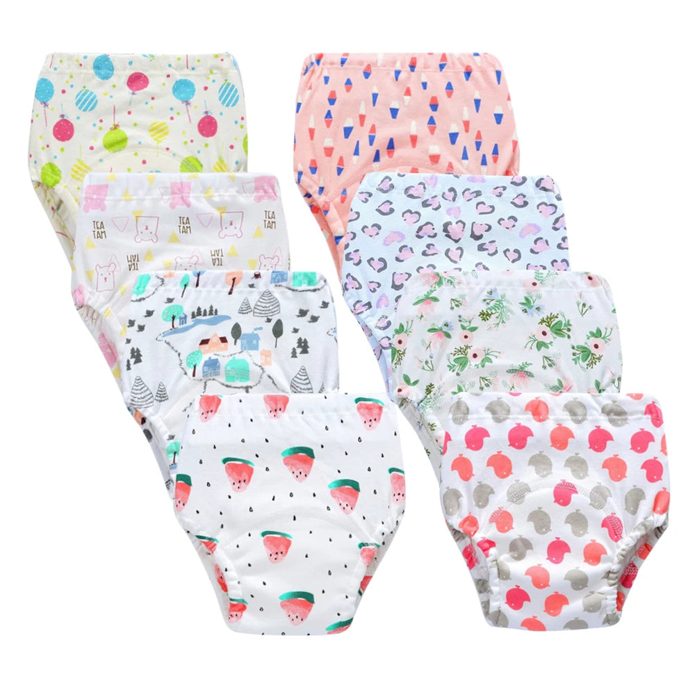 Washable Potty Training Pants Multipack, 4 or 8 Reusable Toddler Underwear Briefs with Printed Designs for Daytime Toilet Learning, Sizes S-XL