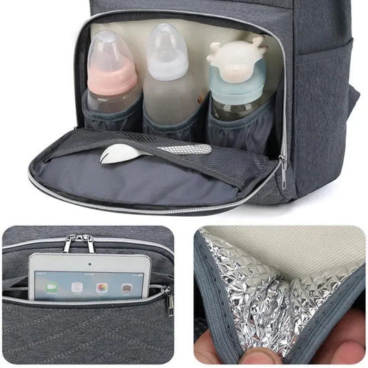 Diaper Backpack with Front Bottle Organizer and Carry Handles, Zippered Baby Essentials Bag in Five Colors for Parents and Everyday Outings