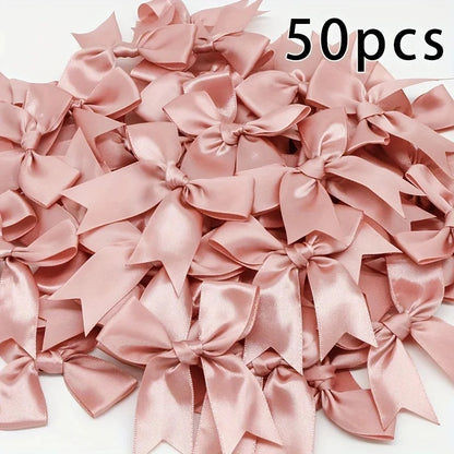 Satin Ribbon Bows 50-Piece Pack for Gift Wrapping, Wedding Favors, Birthday Decorations and Holiday Crafts in Multiple Color Options