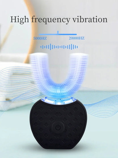 Silicone Mouthpiece Electric Toothbrush for Adults with U-Shaped Head, Three Modes, Rechargeable Handle and Charger for Everyday Oral Care