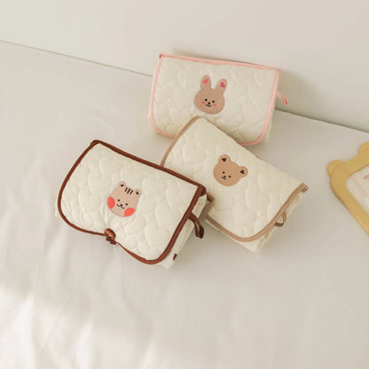 Diaper Changing Pad with Storage Pocket, PANGDUBE Foldable Waterproof Baby Changing Mat for Travel and Everyday Diaper Care in Animal Designs