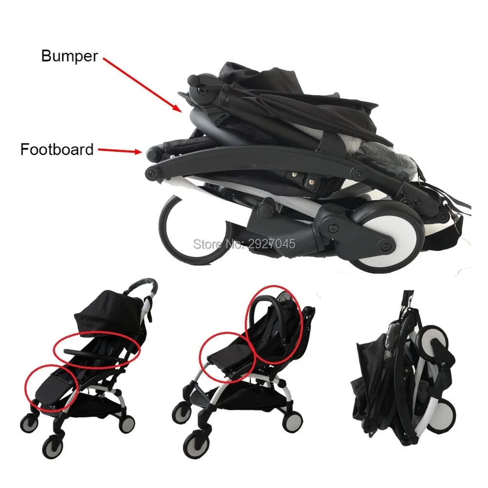 Stroller Armrest and Footrest Set by MomTan, 21 x 32 cm Footboard with PU Leather or EVA Bumper Bar for Compatible YOYO, YOYO2 and YOYO3 Frames