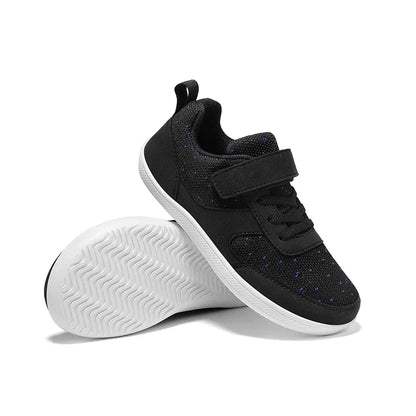 Kids Breathable Mesh Walking Shoes with Wide Toe Design, Hook-and-Loop Strap and Textured EVA Soles in Blue, Black, Pink or Grey