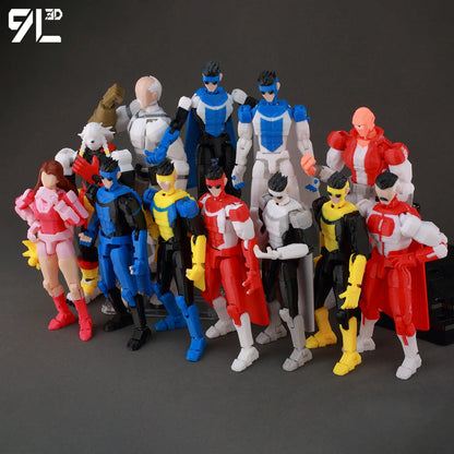 Articulated Superhero Action Figure, 3D Printed PETG Collectible with 30+ Poseable Joints, Interchangeable Parts and Accessories for Display
