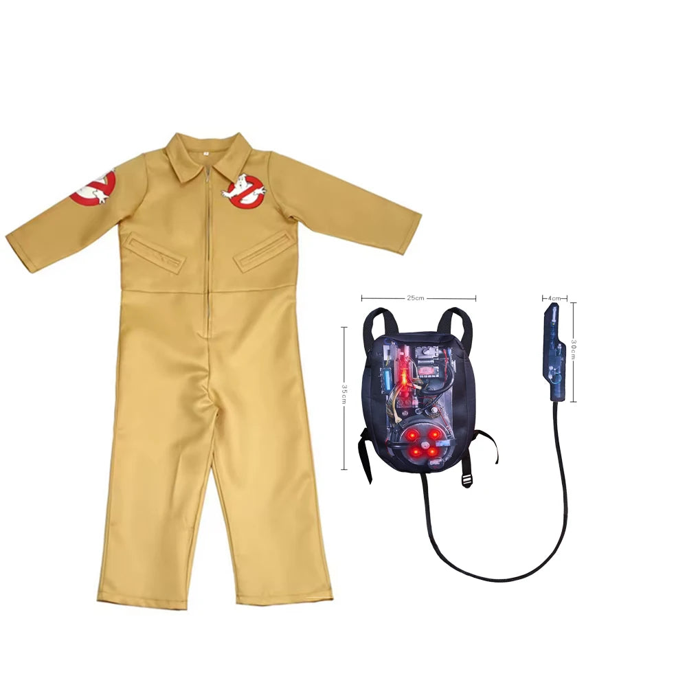 Kids Ghostbusters Inspired Costume with Clothing Style and Backpack Options for Halloween, Carnival, Movie-Themed Parties and Cosplay