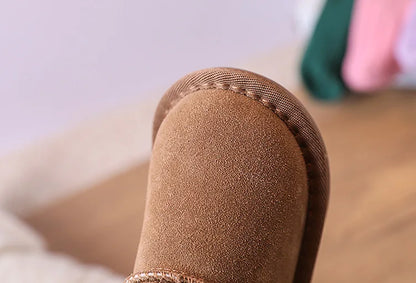 Toddler Plush Winter Booties with Contrast Stitching and Rear Pull Tabs, Camel, Black or Army Green Short Boots for Boys and Girls, Sizes 18-25