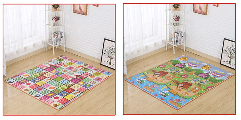 ABC Baby Crawling Mat 180 x 120 cm with Double-Sided Alphabet and Farm Prints, Foldable Foam Floor Play Rug with Handled Storage Bag