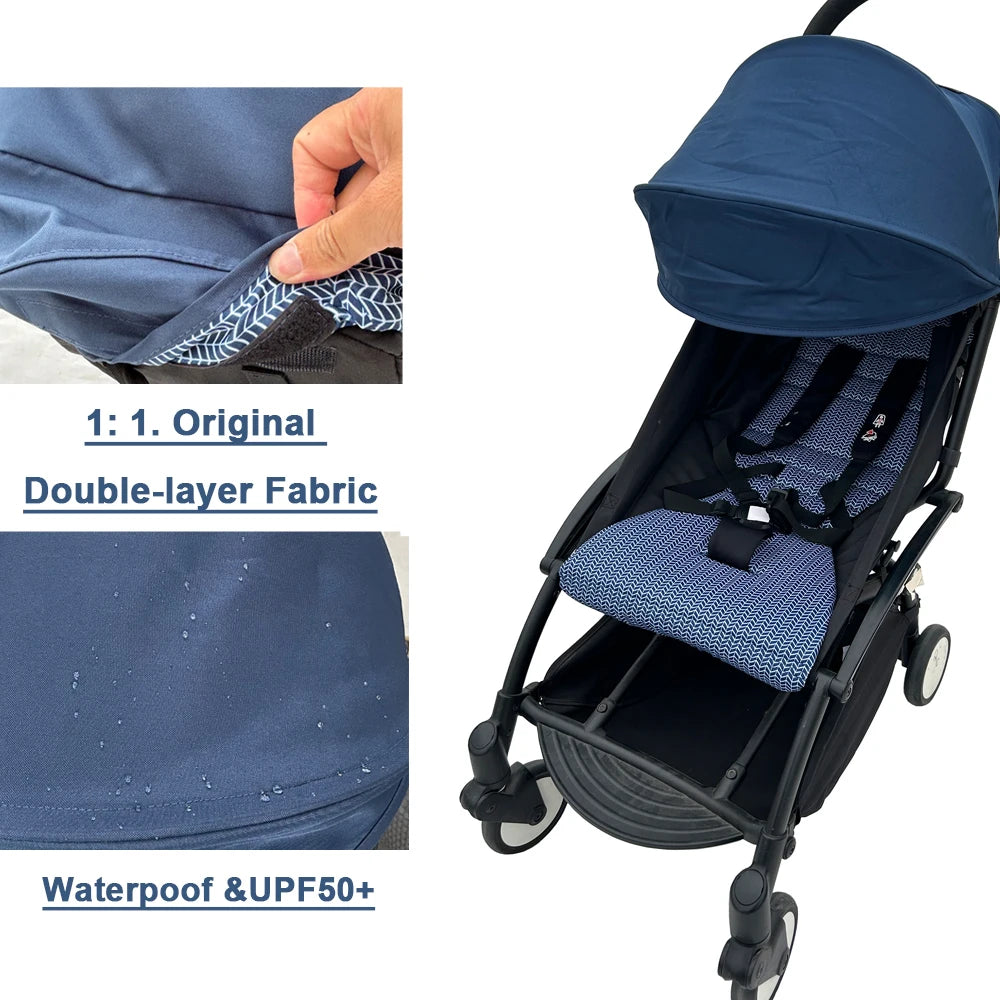 Stroller Replacement Fabric Set for Babyzen YOYO and YOYO2, MomTan Canopy with Storage Pocket and Padded Seat Cushion, Multiple Color Options