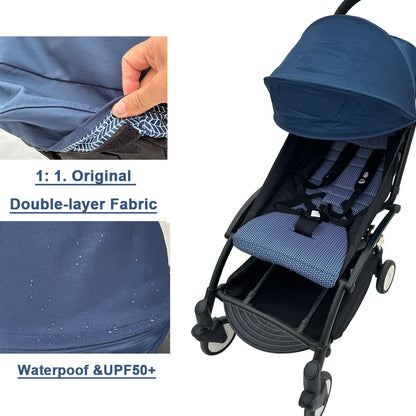 Stroller Replacement Fabric Set for Babyzen YOYO and YOYO2, MomTan Canopy with Storage Pocket and Padded Seat Cushion, Multiple Color Options