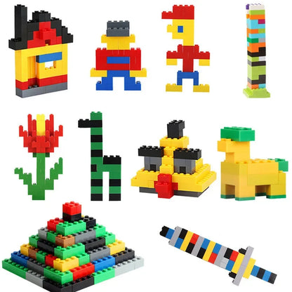 Creative Building Brick Set, 300 or 500 Colorful DIY Pieces for Open-Ended Construction, City Scenes, Counting and Shape Sorting Play