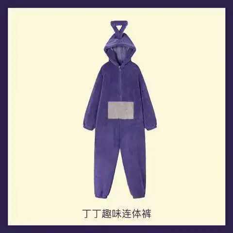 Teletubbies Hooded Onesie Costume for Kids and Adults, Soft Long-Sleeve Character Jumpsuit for Cosplay, Halloween and Family Dress-Up
