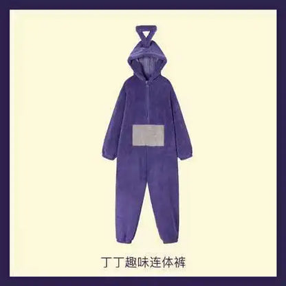 Teletubbies Hooded Onesie Costume for Kids and Adults, Soft Long-Sleeve Character Jumpsuit for Cosplay, Halloween and Family Dress-Up
