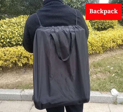 Stroller Gate Check Bag in Black Oxford Cloth with Drawstring Closure and Carry Handles, Foldable Travel Storage Cover for Compact Strollers