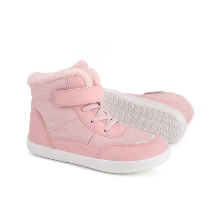 Wide Toe Winter Boots for Kids, Barefoot-Style High-Top Shoes with Cozy Lined Styling and Strap Options for Boys and Girls Cold-Weather Outfits