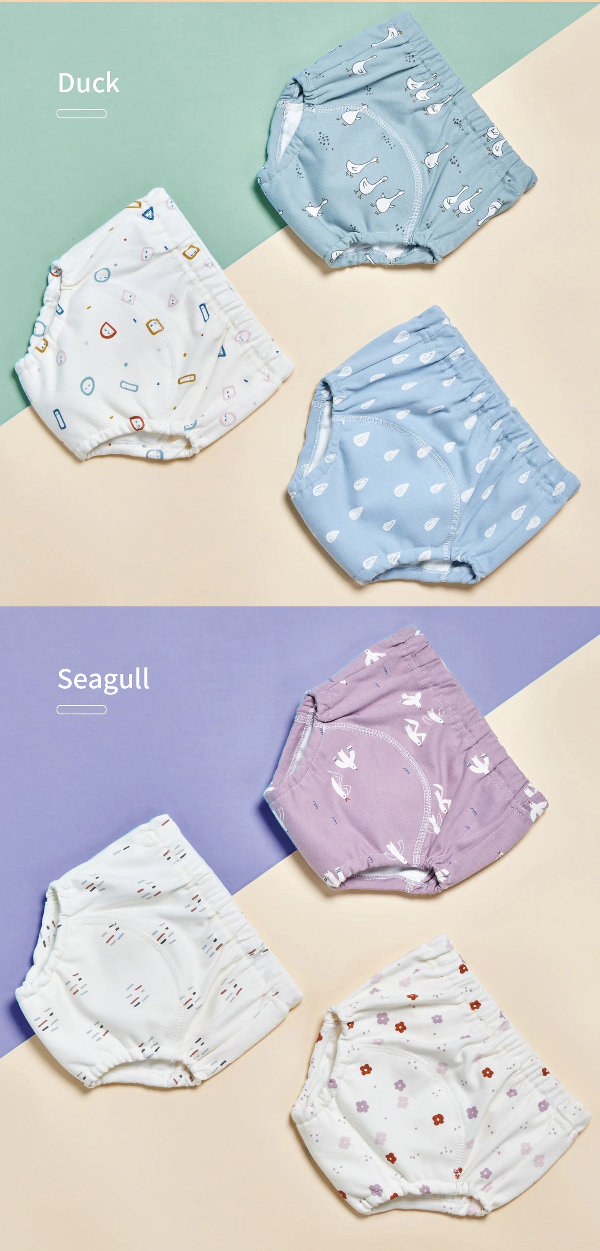 6-Layer Cotton Training Pants, 3-Pack Reusable Toddler Potty Underwear with Elastic Waist and Printed Designs in 90 cm and 100 cm Size Options
